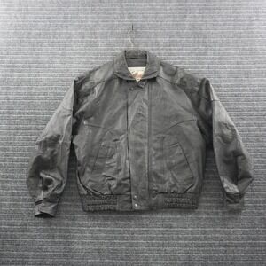 Vintage New Zealand Outback Bomber Jacket Mens Large Black Leather Rugged